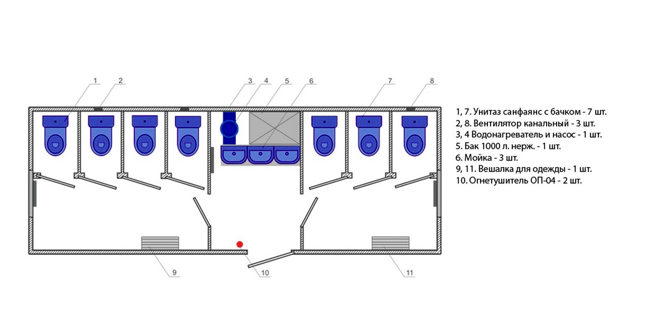 Вагон-дом санузел 8000х2500 мм купить, цена в России | МеталлЭнергоХолдинг